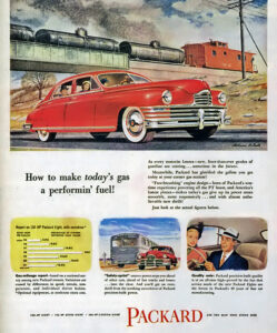 1948 Packard advertisement stressing fuel economy