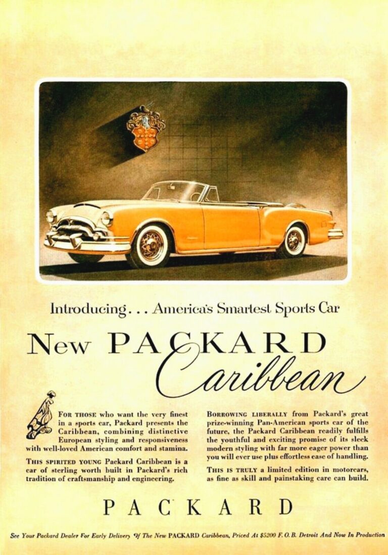 Advertisement for 1953 Packard Caribbean.