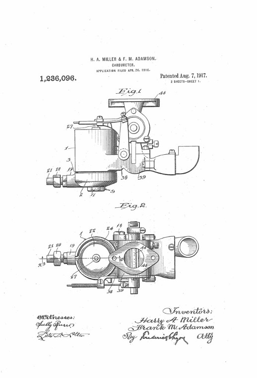 Patent application for the Miller Master carburetor